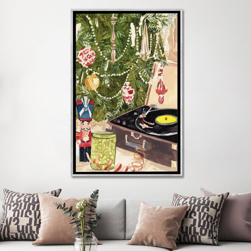 Home Sweet Christmas I - reproduction d'art murale - toile encadrée, H 60 po x l 40 po, Silver