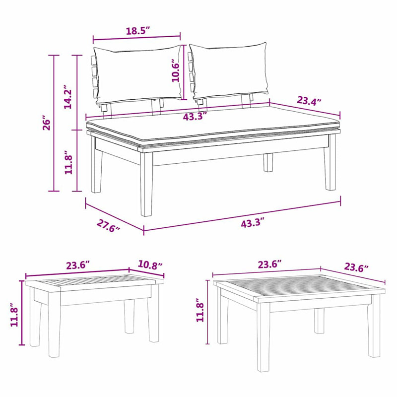  Garden Bench Set With Cushion With Storage 3 Pcs Brown, Grey