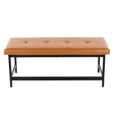 Banc en similicuir noir et métal noir, conception moderne, rembourrage épais pour le confort, deux places, utilisation intérieure seulement, limite de 500 lb, style d'assemblage requis, sièges pour deux personnes, requis