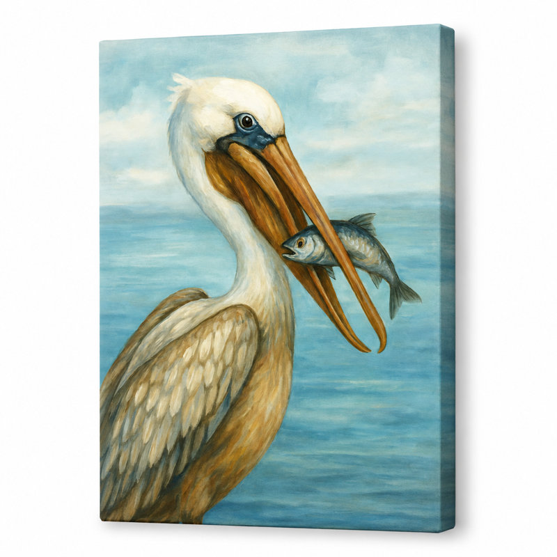 Art mural sur toile Coastal Pelican, H 24 po x l 16 po