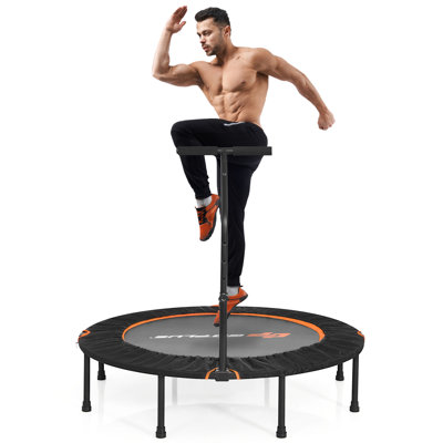 Costway 1.20cm Round Fitness Trampoline with Handlebar