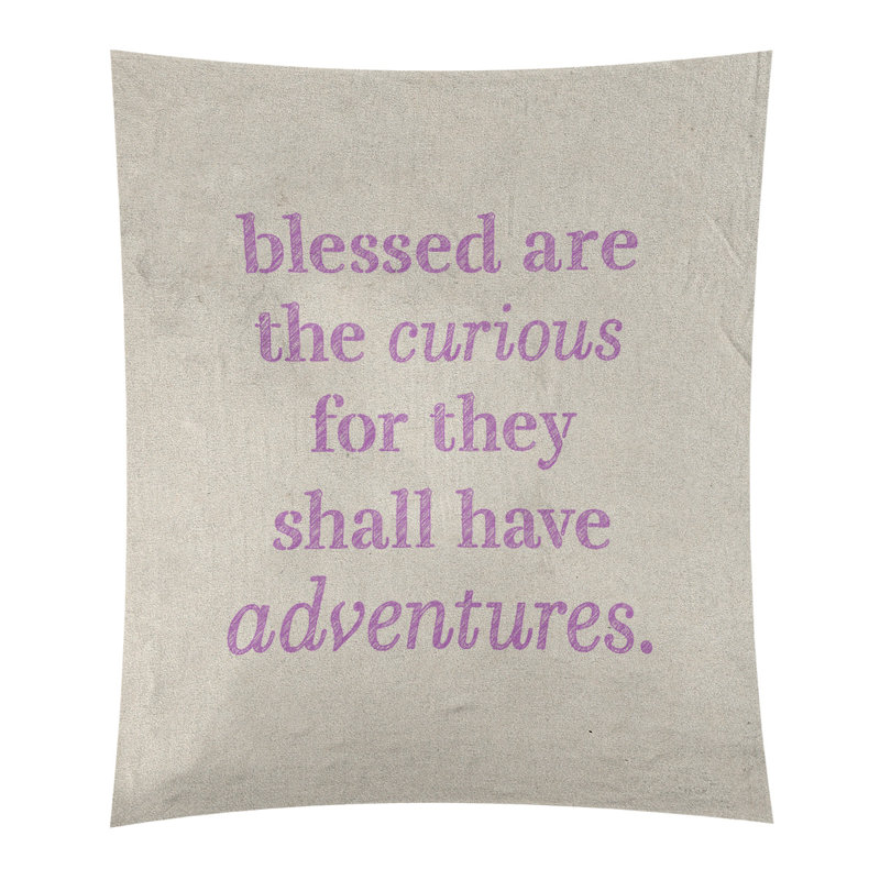 Tapisserie citation manuscrite en polyester, H 27,5 po x l 37,5 po, Blanc / violet