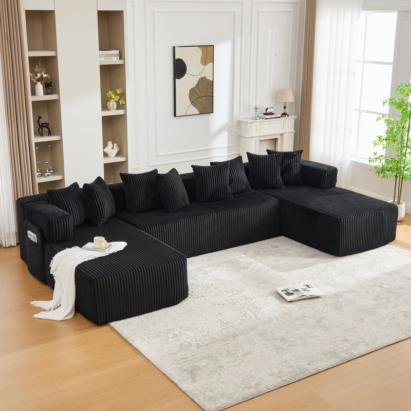 Canapé modulaire à compression profonde, Noir