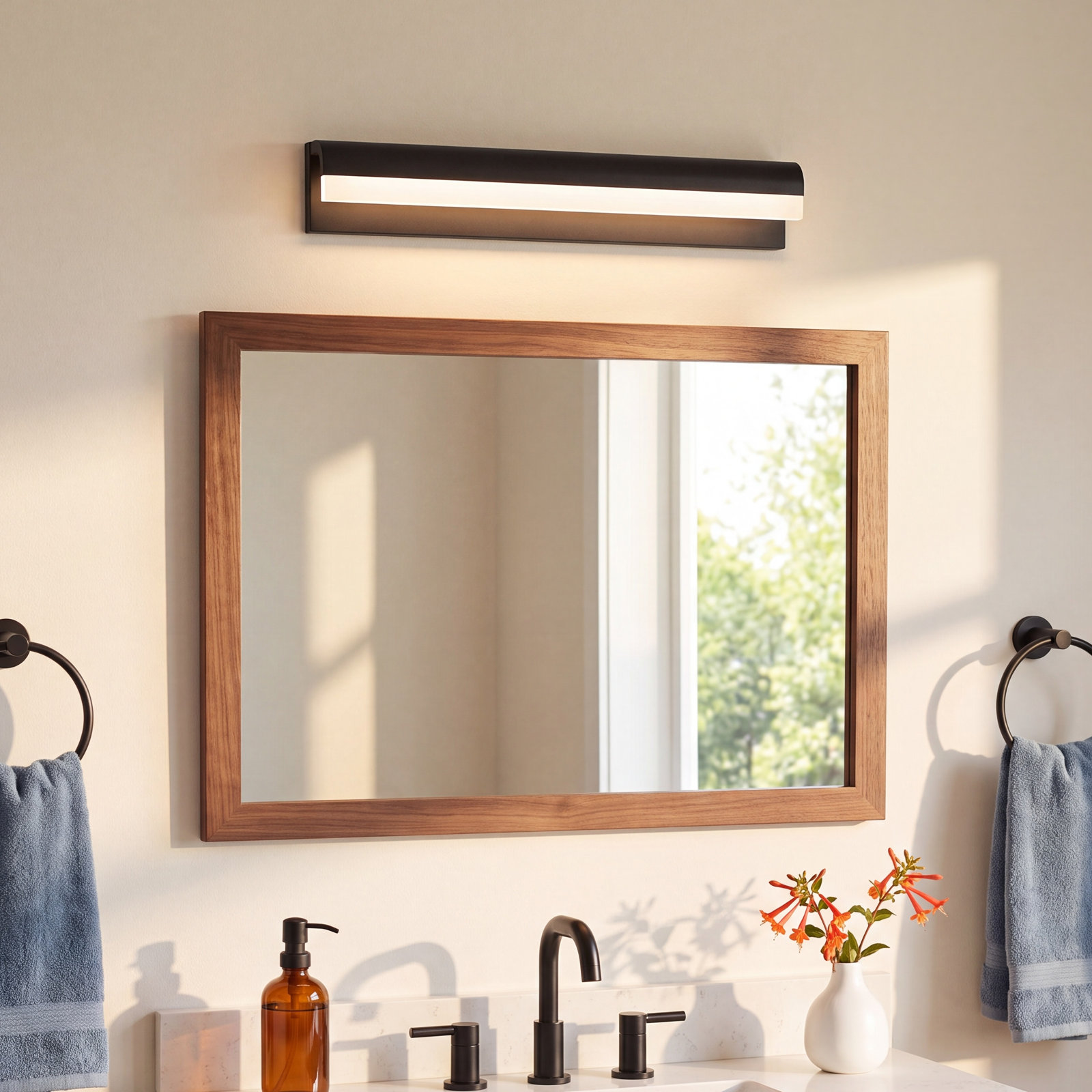 Pelham Single Frosted Dimmable LED Bath Bar, Black
