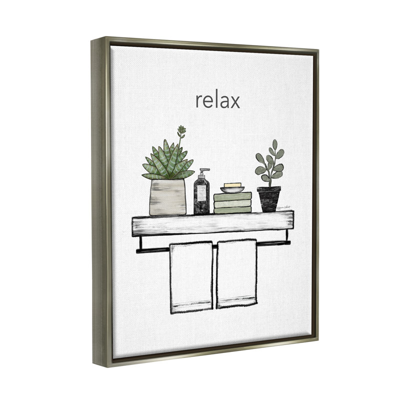 «Relax Bathroom Pots Botanicals Floater», art mural par Annie Lapoint, H 21 po x l 17 po x P 1,7 po