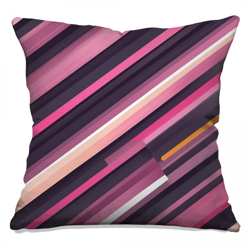 Coussins décoratifs à rayures diagonales roses, 14 X 14 pouces