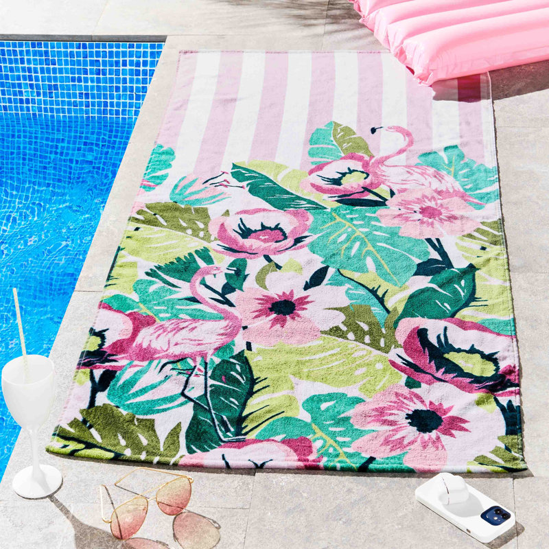 Tropical Flamingo 100% Cotton Beach Towel
