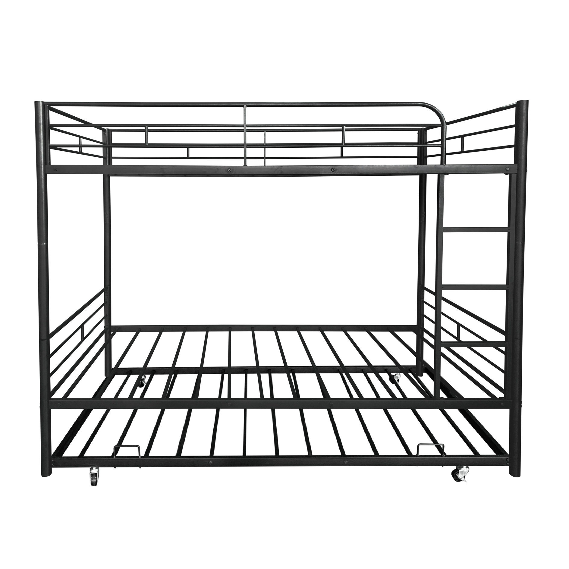 Ivy Bronx Convertible Twin Bunk Bed, Black Steel Material, Bed With ...