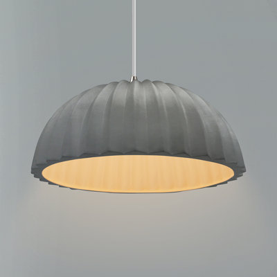 Radiance - Luminaire suspendu dôme plissé 1 lumière - Gris brillant - Nickel brossé - Ampoule remplaçable - Cordon blanc