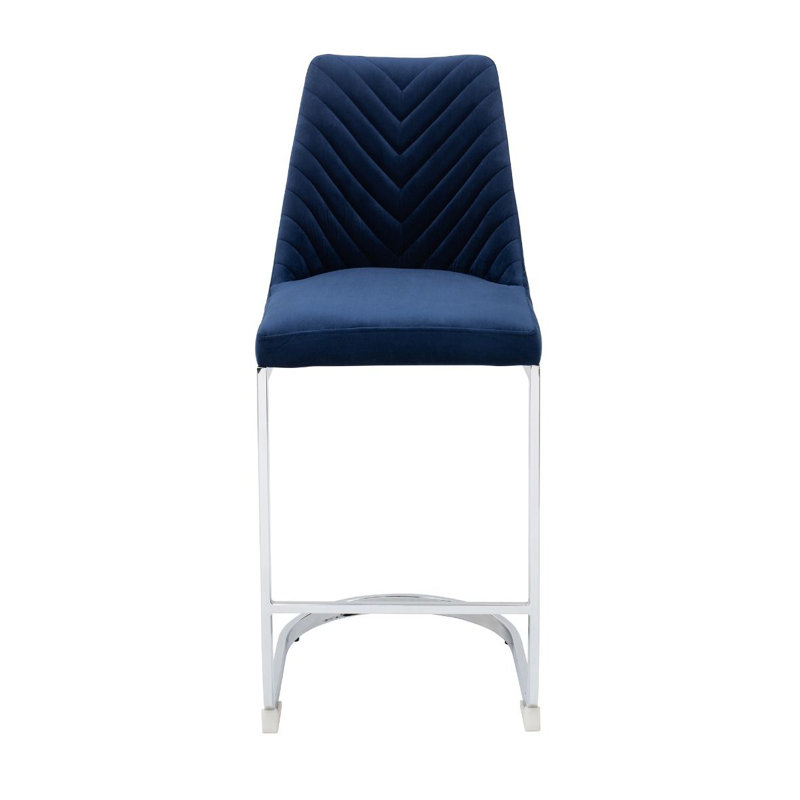 Pires Upholstered Counter Stool with Metal Frame, Blue