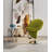 Curl Modern Wool Blend Upholstered Metal Swivel Accent Chair in Green-67959418