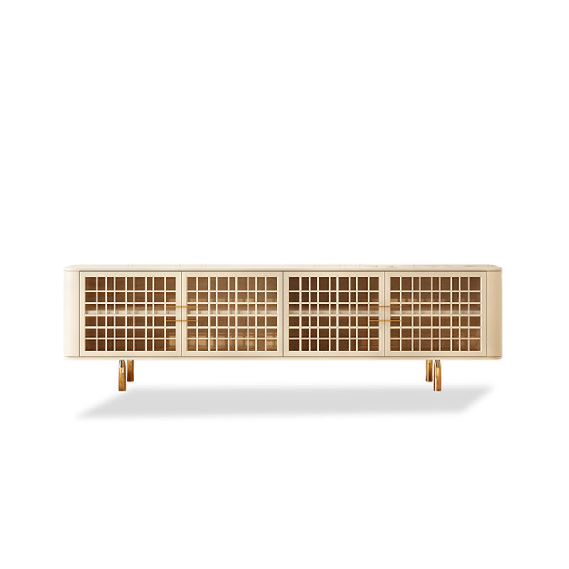 Crédence en bois massif New China Simple, H 23,65 po x l 94,48 po x P 15,74 po, Blanc