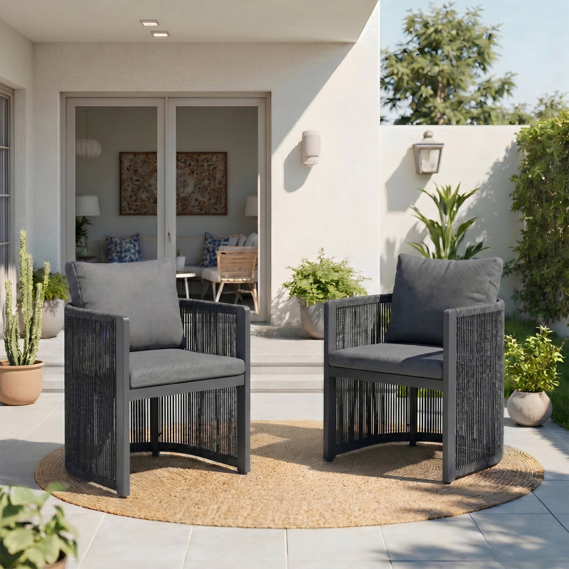 Ensemble de 2 fauteuils d'extérieur en aluminium, Black Frame