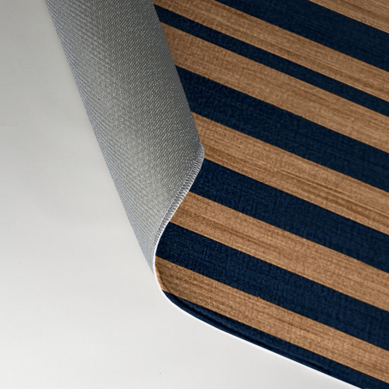 Tapis intérieur / extérieur bleu HorizontalStripes, Rectangulaire 3 pi x 5 pi