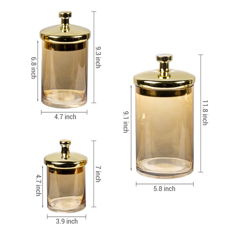 Ensemble de 3 contenants en verre pour salle de bain