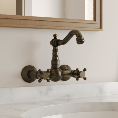 Brass European Country Two-Handle Mount Bathroom Faucet,Vintage Antique Bronze Bathroom Sink Faucet