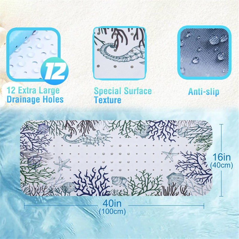 Tapis de bain antidérapant 40 x 16 Seahorse