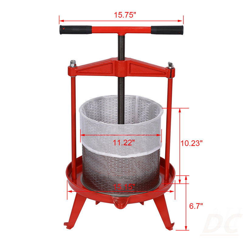 Pressoir à fruits et à vin en acier inoxydable 3,69 gallons / 14 L