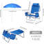Chaise de plage pliante avec glacière intégrée, parasol et porte-gobelet, pour l'extérieur (bleu)