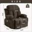 Canapé inclinable et chauffant inclinable avec ports USB et porte-gobelets Recliners | Noyer brun | Métal Cadre en bois-1055607400