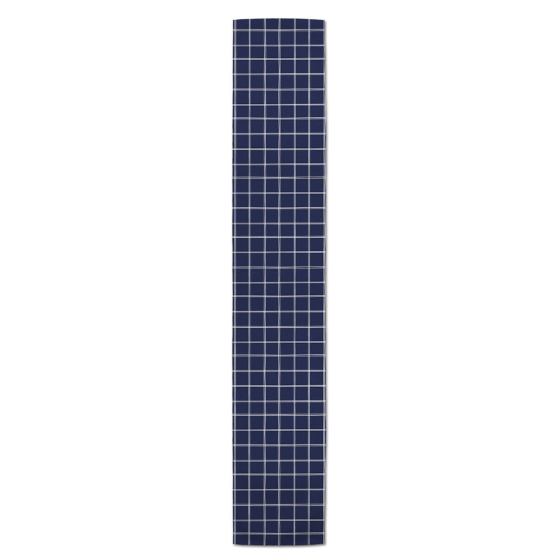 72" x 16", Navy Blue, Minor Hand Drawn Plaid