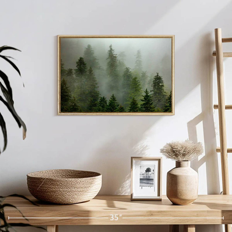 Alaska brumeux, 19 po x 13 po, Cadre flottant en bois naturel
