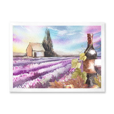 " Bottles And Leaves Of Grapes, A Lavender Field III " Color Photography Print