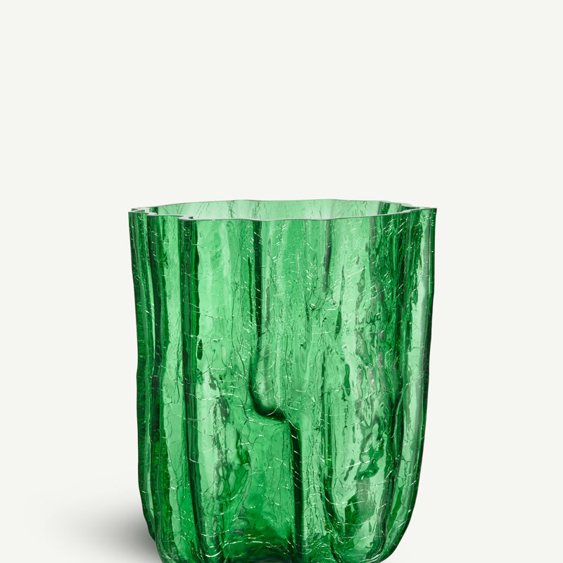 Grand vase craquelé, H 10,63 po x l 7,87 po x P 7,87 po, Vert