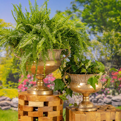 Pomona Frosted Gold Metal Urns (Set of 2)
