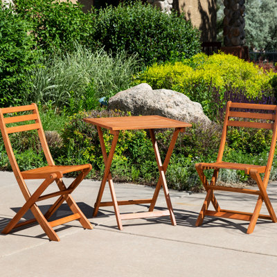 Eucalyptus bistro à l'huile naturelle - Résiste aux intempéries 3 avec table carrée pour profiter du balcon