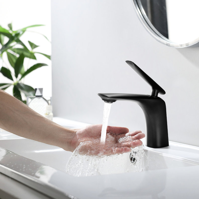 Robinet de salle de bain noir mat, robinet en laiton à poignée simple avec finition rouille pour lavabo et robinet de lavabo, armoire à température de trou