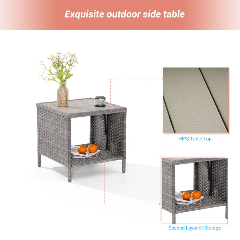 Askwith Square 18'' L x 18'' W Outdoor Side Table, Gray