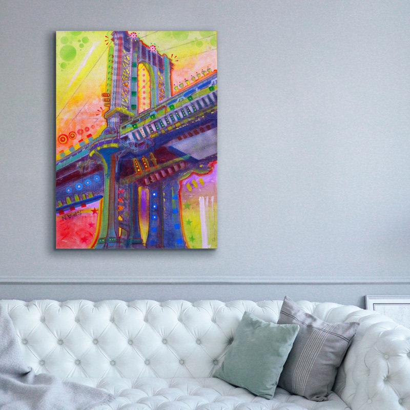 «Manhattan Bridge» par Dean Russo Studios, art mural sur toile, H 54 po x l 40 po x P 1,5 po