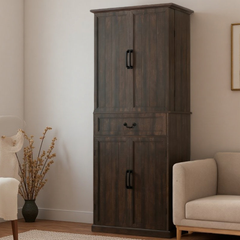 Armoire de rangement de style moderne, armoire de cuisine à DEL, avec tablettes de porte