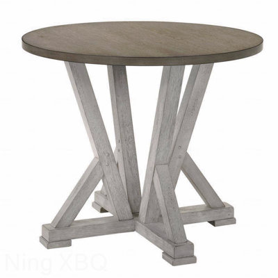 Table de salle à manger antique à hauteur de comptoir en bois massif bicolore