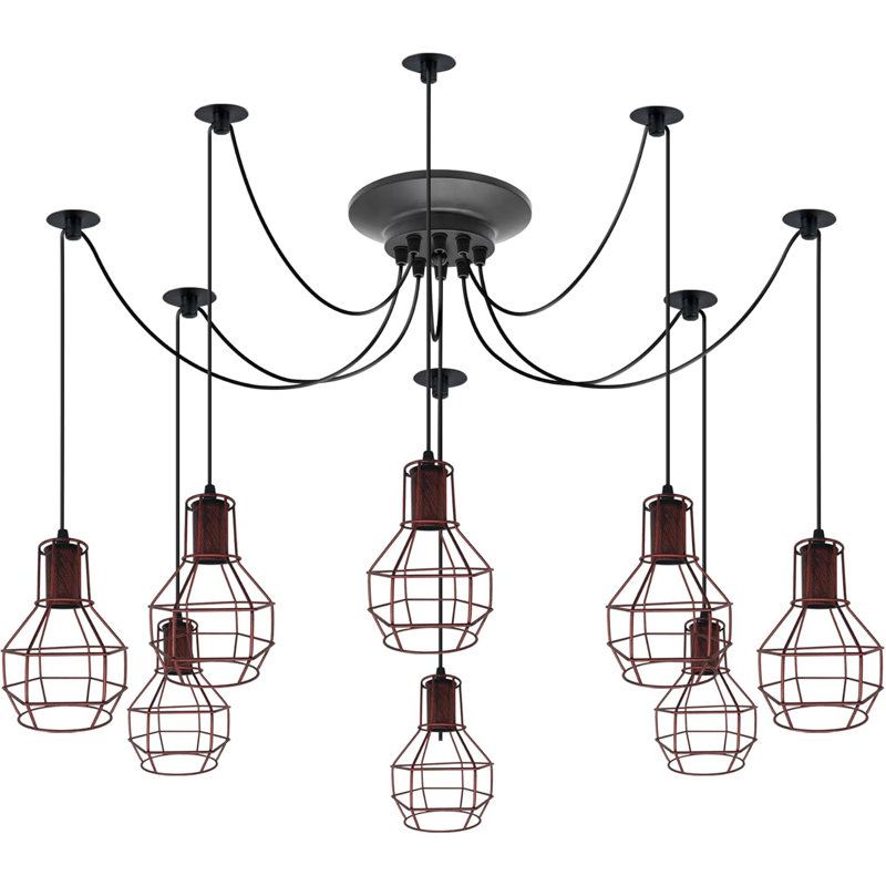 - Light Rustic Red Cluster Pendant, 8