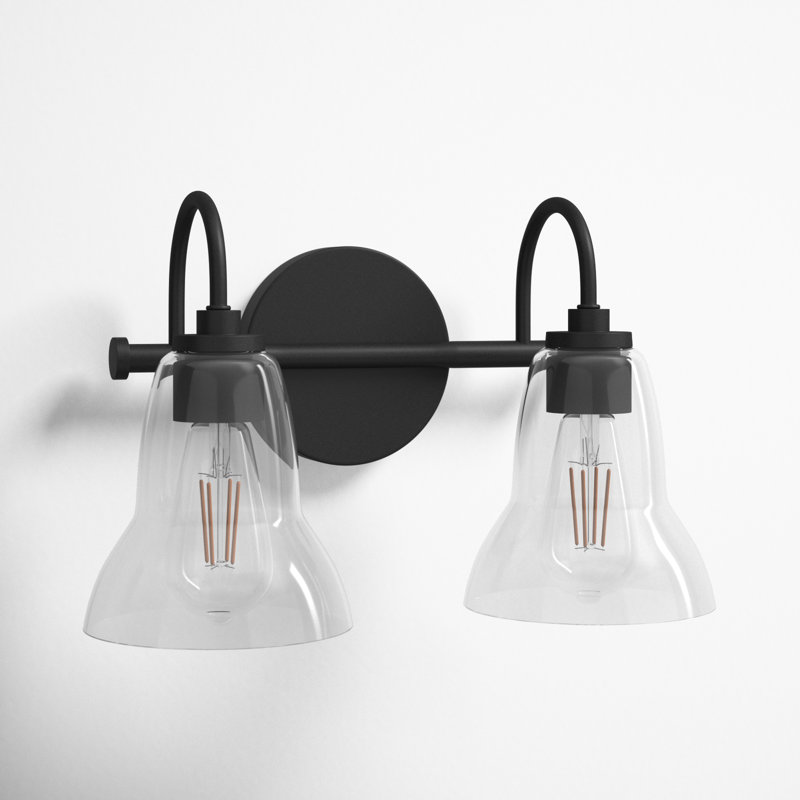 2 Light Transparent Vanity Light, Black