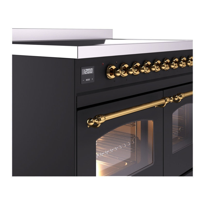 ILVE Nostalgie II 40 in Induction Range, Graphite Matte/Brass