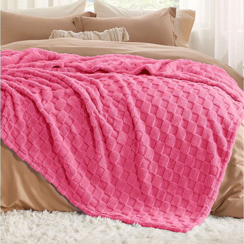 Couverture molletonnée douillette texturée, Rose millennial