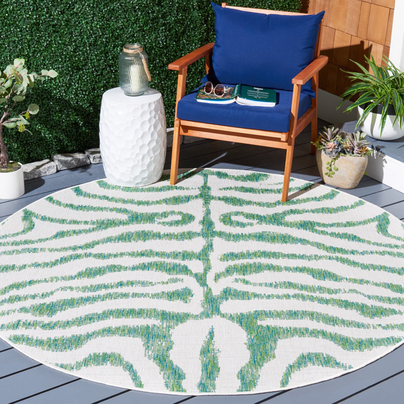 Tiltonsville Performance Animal Print Indoor/Outdoor Area Rug, Round 6'7"