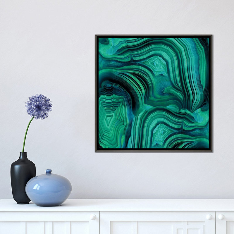 «Malachite in Green and Blue» par Danielle Carson - reproduction d'art, H 18 po x l 18 po x 1,5 po