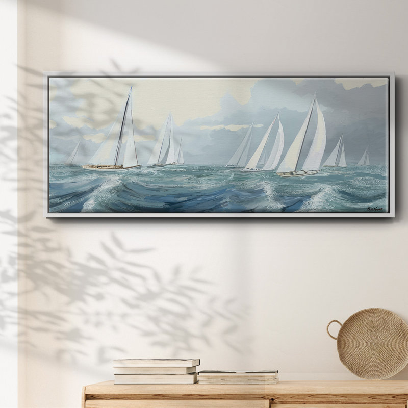 Sail Ho- Framed Canvas, 8" H x 20" W
