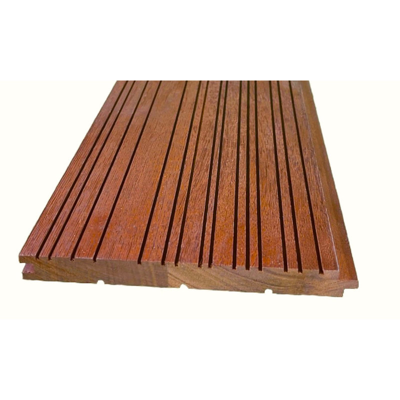 Thermally Modified Hickory Wood Grooved Siding Boards, 96" x 6.25", Brown Finish