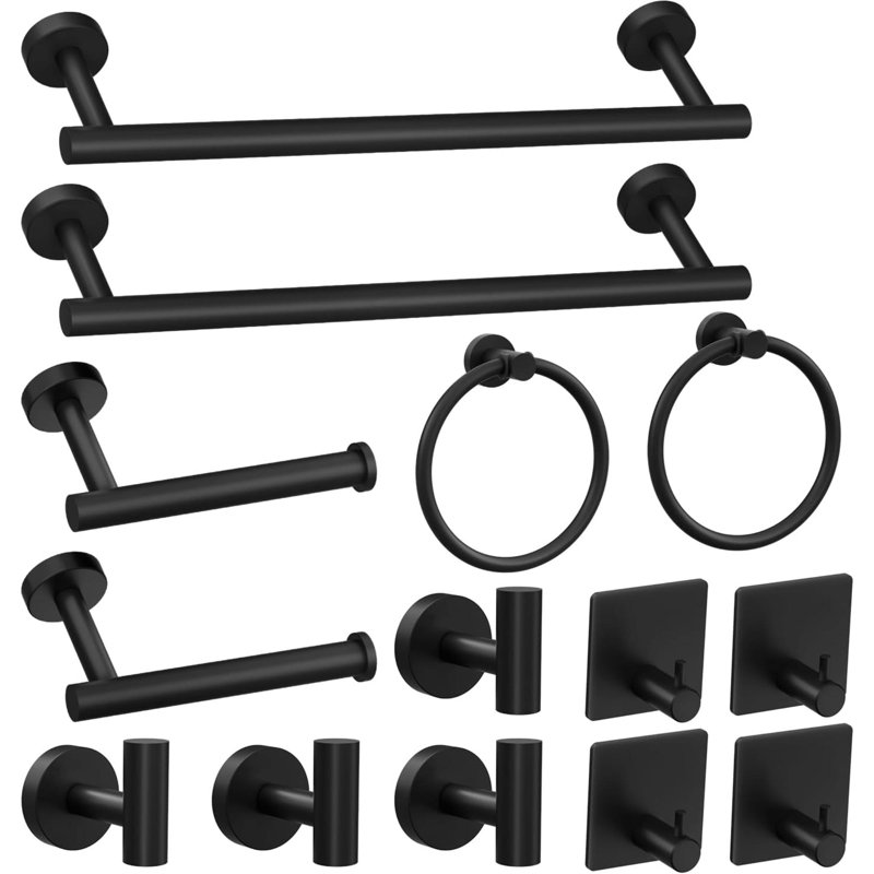 Ensemble d'accessoires de salle de bain matte Ensemble de quincaillerie de salle de bain en acier inoxydable Porte-serviettes pour salle de bain mural