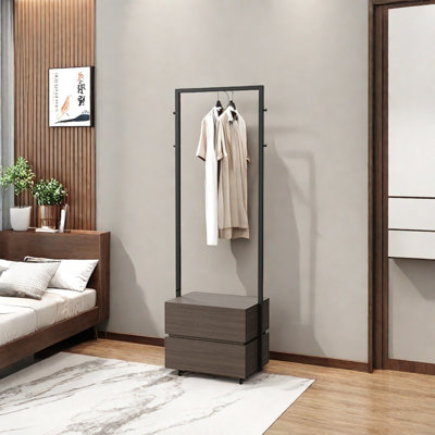 Durable Wooden Coat Rack with Noise-Free Drawers