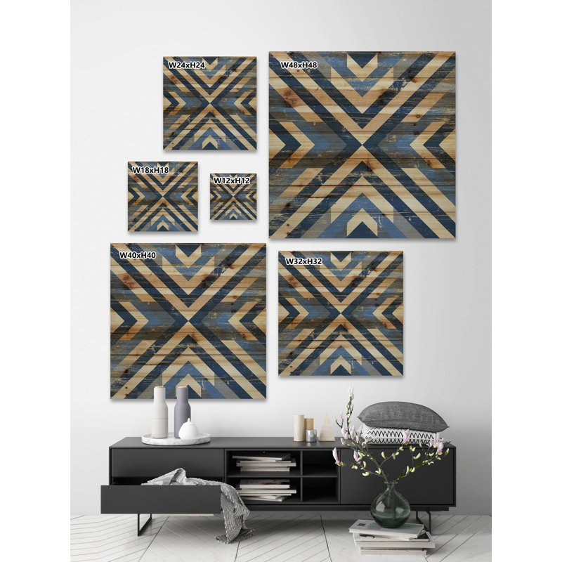 Converging Blues - Unframed Print on Wood, 40" H x 40" W x 1.5" D