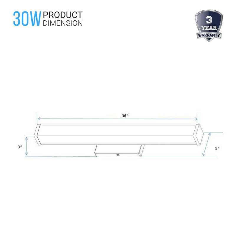Barre d'éclairage de salle de bain à DEL 36 "à intensité variable, Nickel brossé