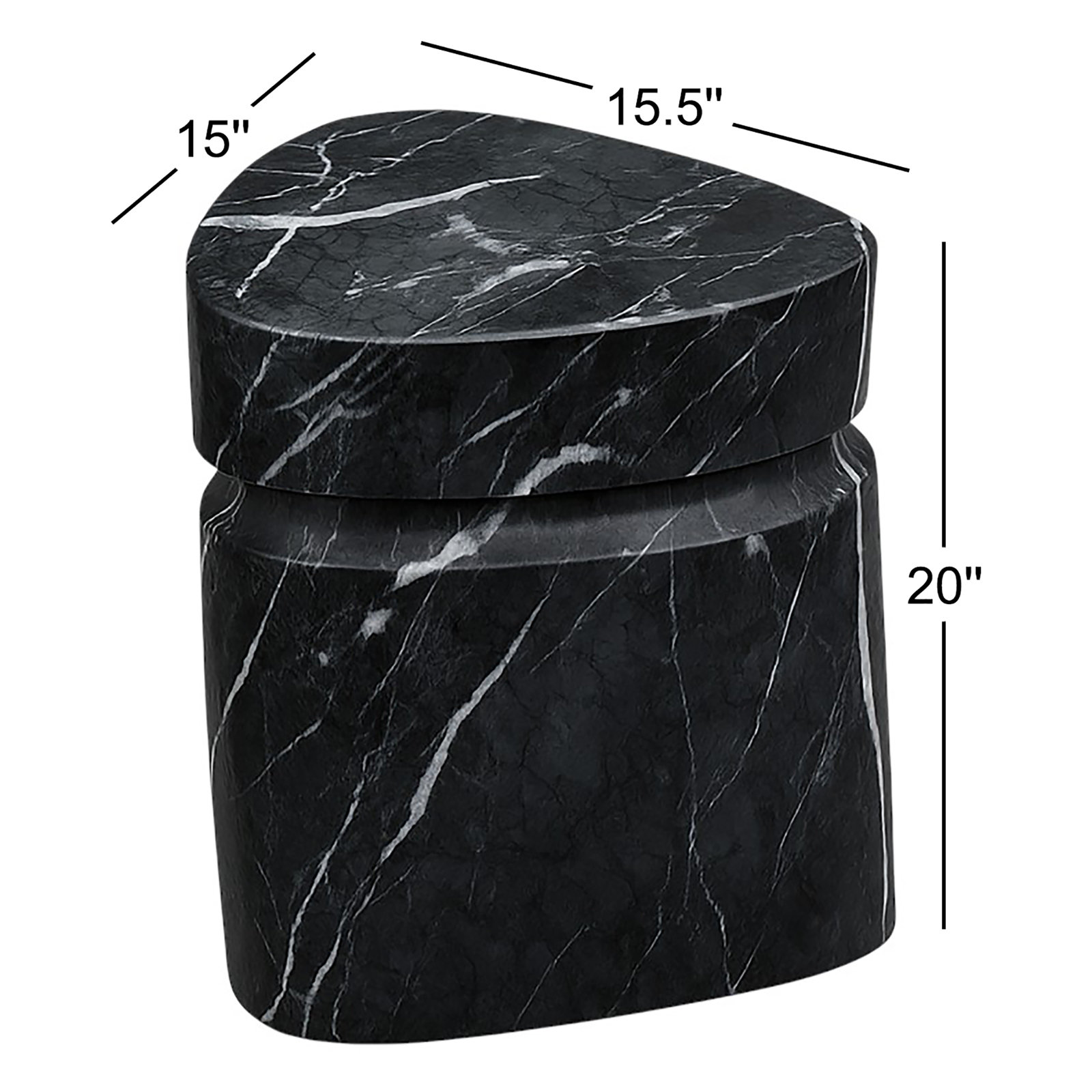 Zofia 16" Patio Side Table, Black Marble