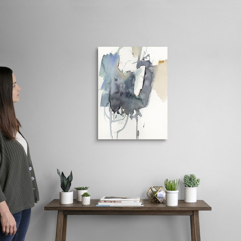 Indigo Splatter I par Victoria Barnes - reproduction d'art sur toile, H 24 po x l 18 po x 1,25 po, Toile tendue