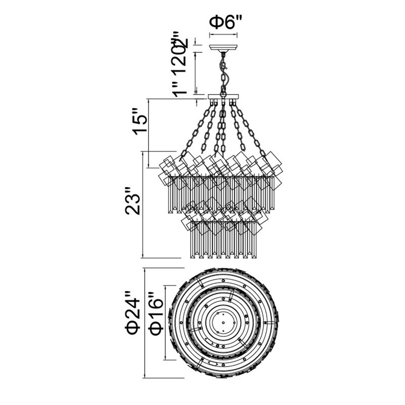 10 - Light Dimmable Tiered Chandelier
